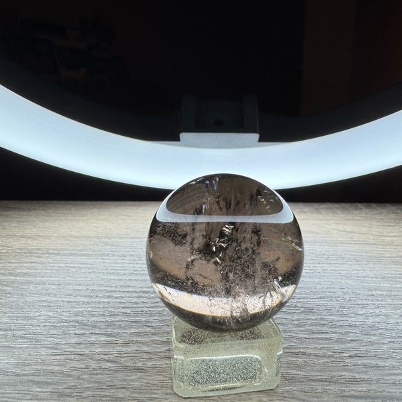 Elegant Smokey Quartz Sphere with Intricate Patterns - Picture 1 of 3